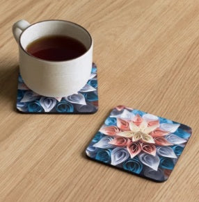 Vibrant Flower Cork-Back Coaster