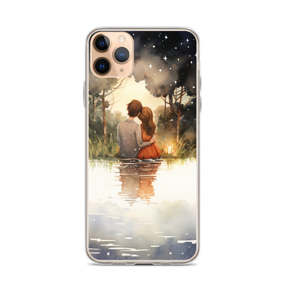 Water Colour Couple Phone Case for iPhone® — iPhone 11 Pro Max case mockup, on phone