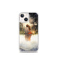 Water Colour Couple Phone Case for iPhone® — iPhone 13 mini case mockup, on phone