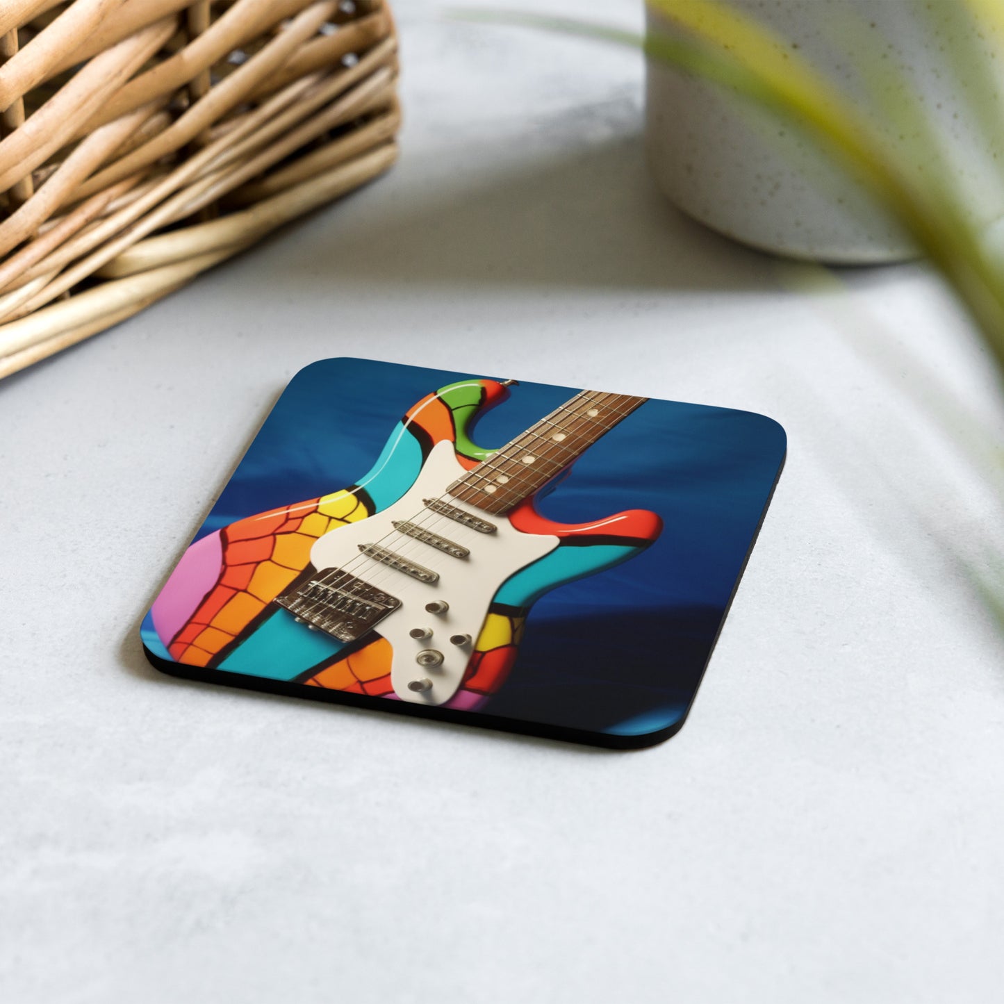 Abstract Guitar Cork-Back Coaster